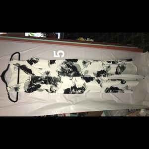 White with black flower elegant dress